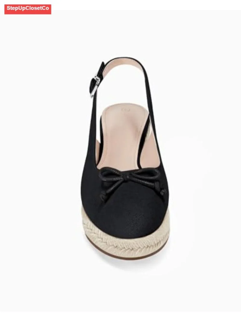 Closed Toe Espadrilles Wedges Platform Slingback Mid Low Heel Canvas Bow Dress
